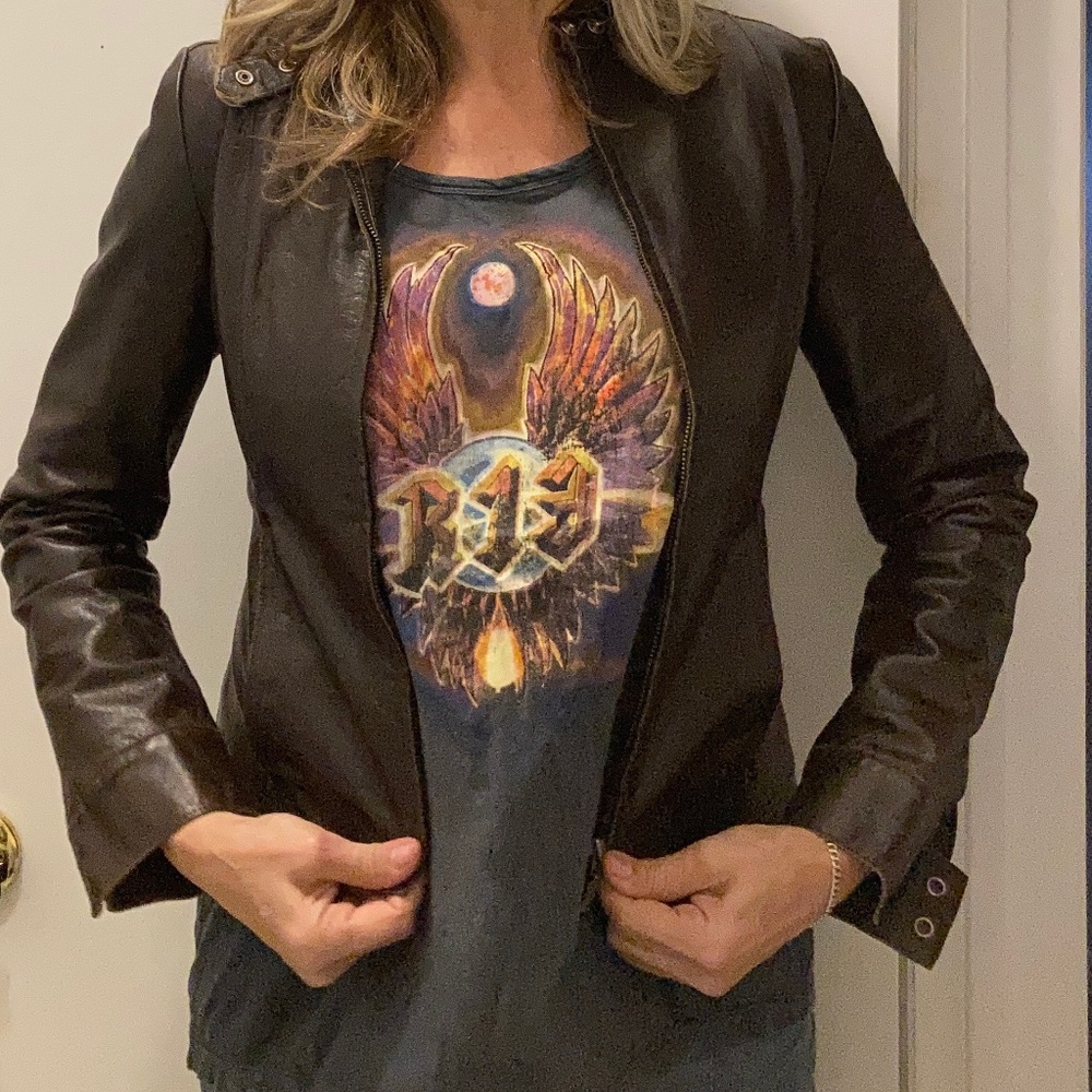 CHOCOLATE BROWN LEATHER "MOTO" JACKET